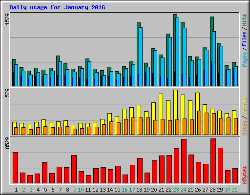 Daily usage for January 2016