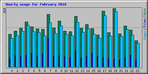 Hourly usage for February 2016